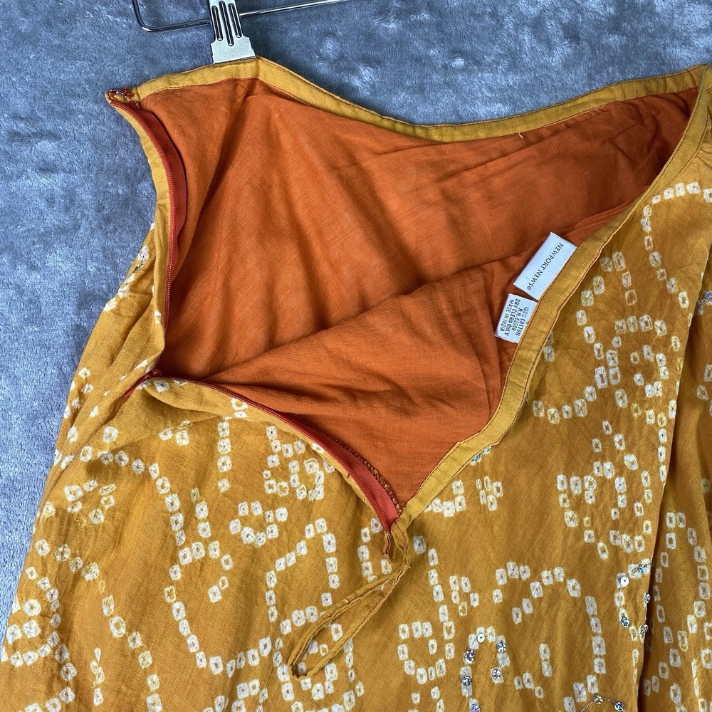 Vtg Y2K Skirt Womens Sz S Brown Orange Embellished Maxi Full Gypsy Boho Sequins - Picture 6 of 11